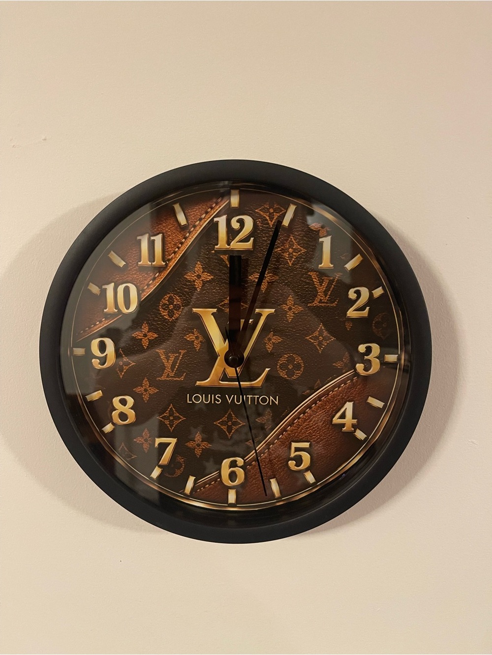 Louis Vuitton Brown and Gold Monogram 9” Wall Clock